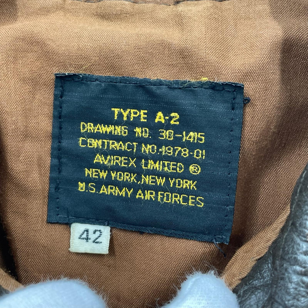 レザージャケット AVIREX A-2 馬革 kawasaki W650ﾜｯﾍﾟﾝ付 size42 BRW ブラウン