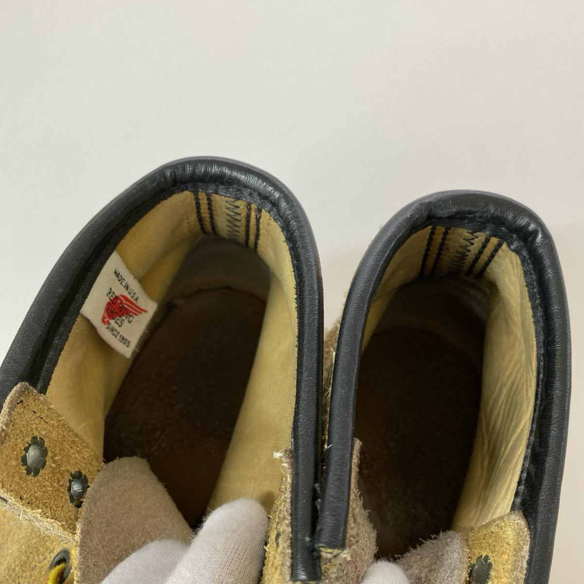 ブーツ RED WING 90s ｱｲﾘｯｼｭｾｯﾀｰ ｽｴｰﾄﾞ 刺繍羽タグ 0271 size 7 1/2E 25.5cm ベージュ