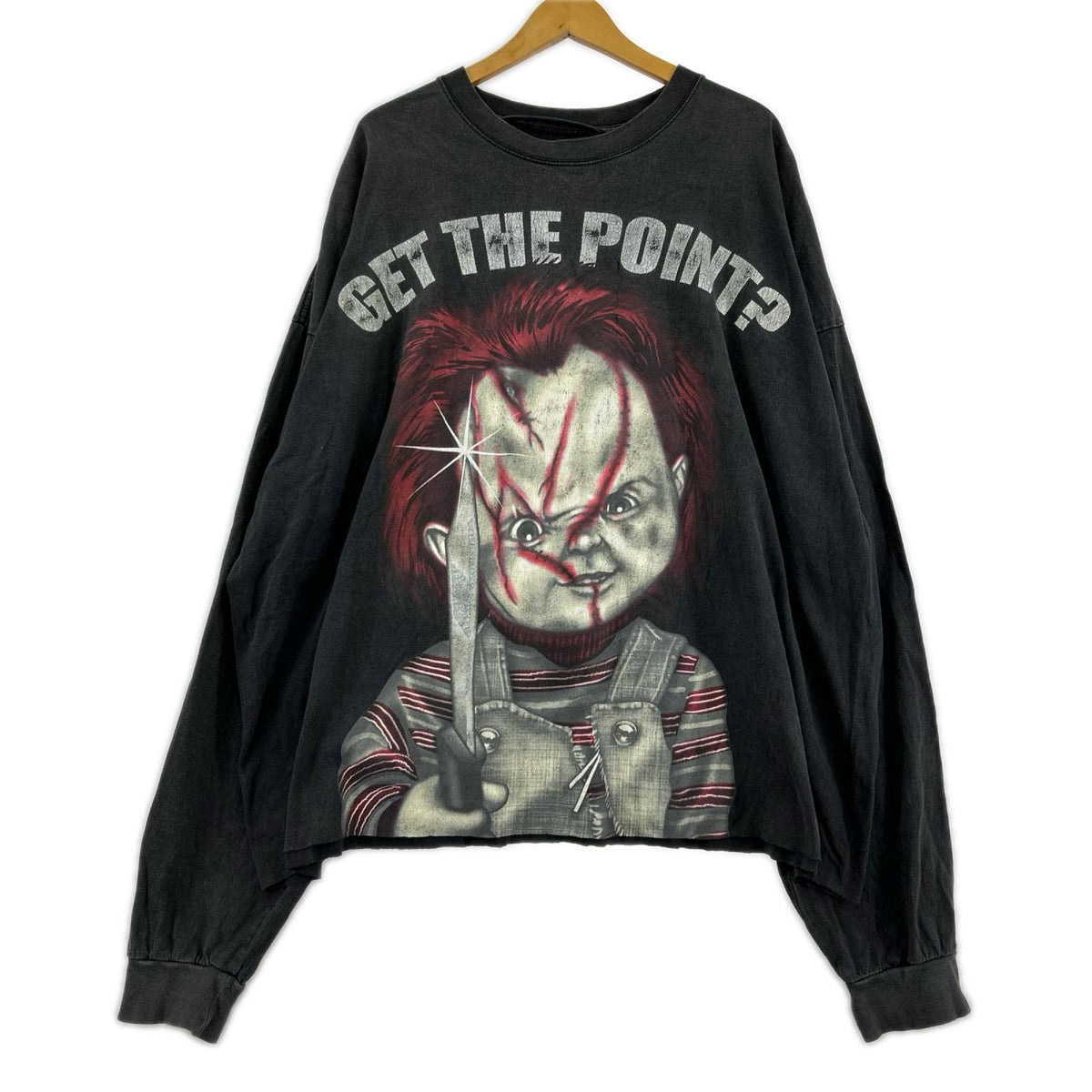 長袖Ｔシャツ Chukky GET THE POINT ﾒﾀﾘｯｸL/SｷｬﾗTee ブラック