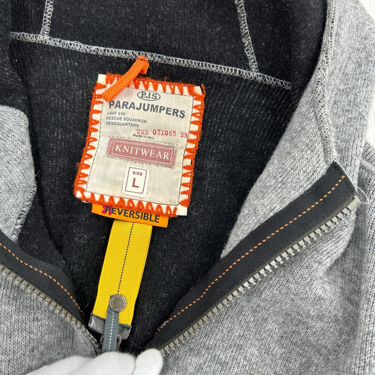 パーカー ﾆｯﾄﾌｰﾃﾞｨｰ ｲﾀﾘｱ製 GRY L グレー