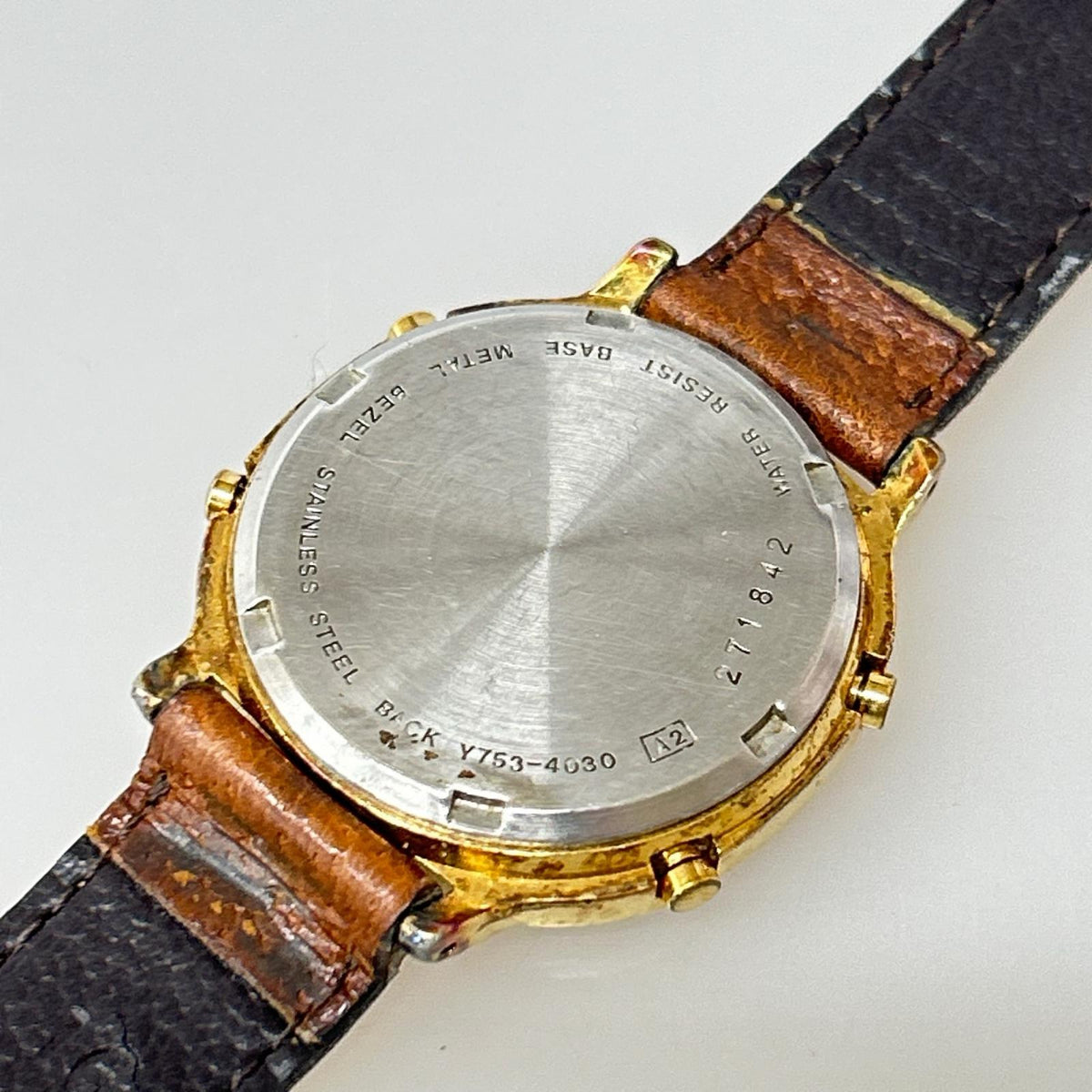 腕時計 80s SEIKO ALBA Y753-4030 MICKEY MOUSE ベージュ