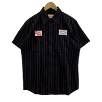 半袖シャツ ﾜｰｸｼｬﾂ ｽﾄﾗｲﾌﾟ BLK L L ブラック