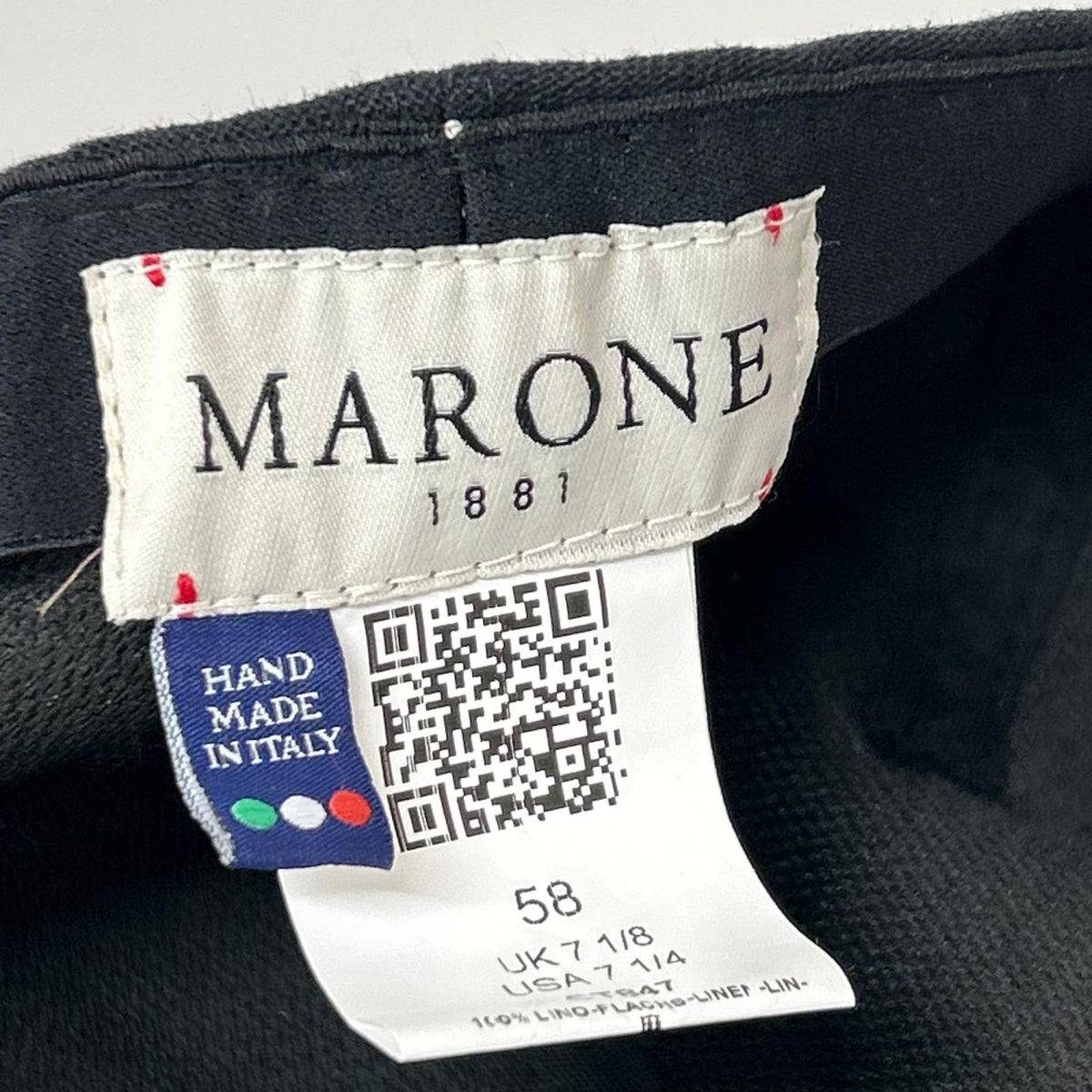 キャスケット MARONE ﾊﾝﾄﾞﾒｲﾄﾞ ｲﾀﾘｱ製 黒 ネイビー