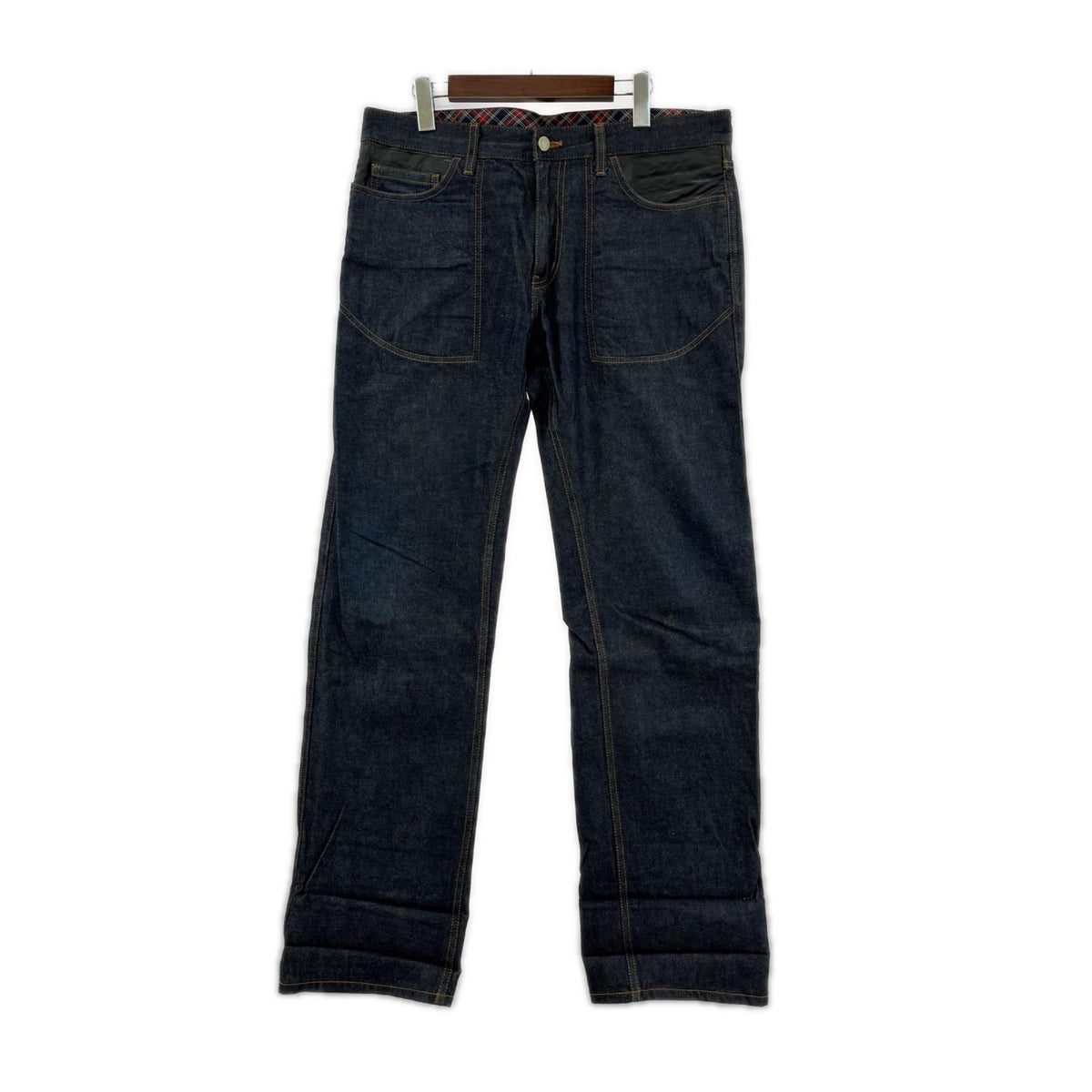 パンツ 2010 HOMME フェイクレザー切替 インディゴ M ネイビー