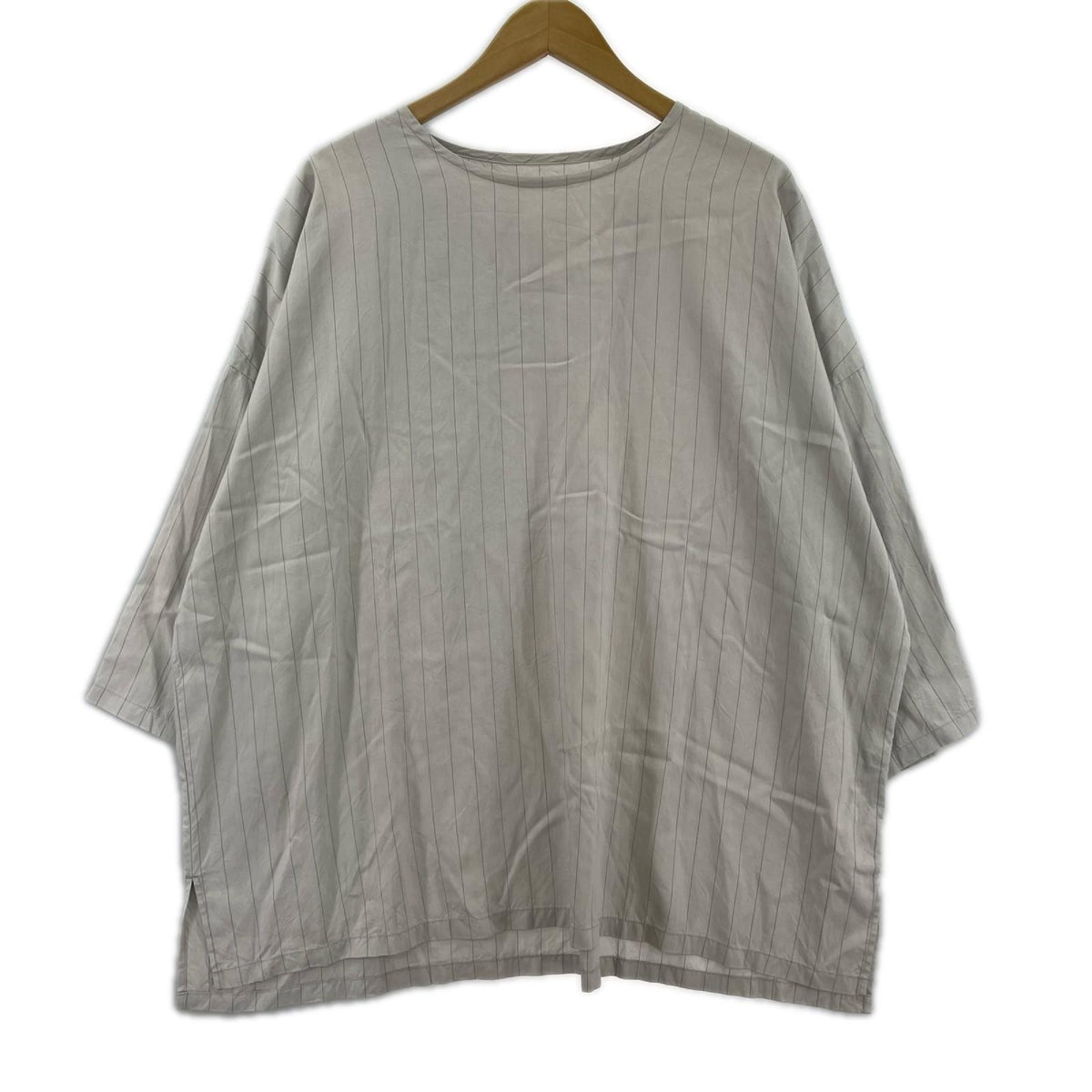 半袖Ｔシャツ ｼﾙｸﾚｰﾖﾝ ｽﾄﾗｲﾌﾟ ｸﾞﾚｰ (M) M グレー