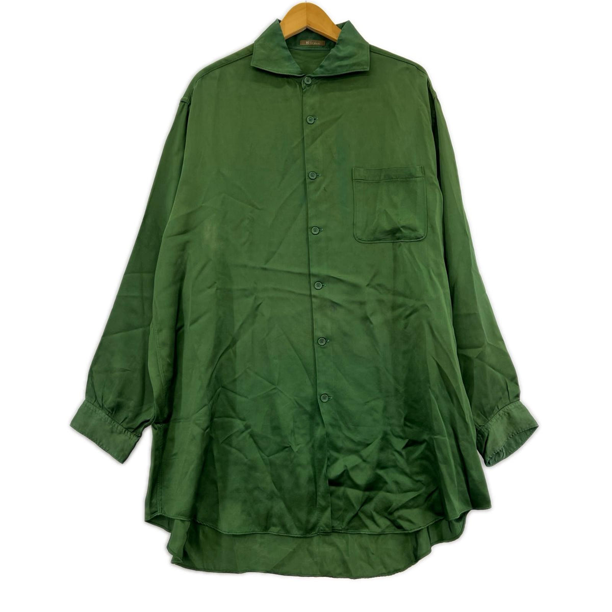 長袖シャツ 90~00s Y’s for men 金ﾀｸﾞ ｷｭﾌﾟﾗｼｬﾂ 緑 グリーン