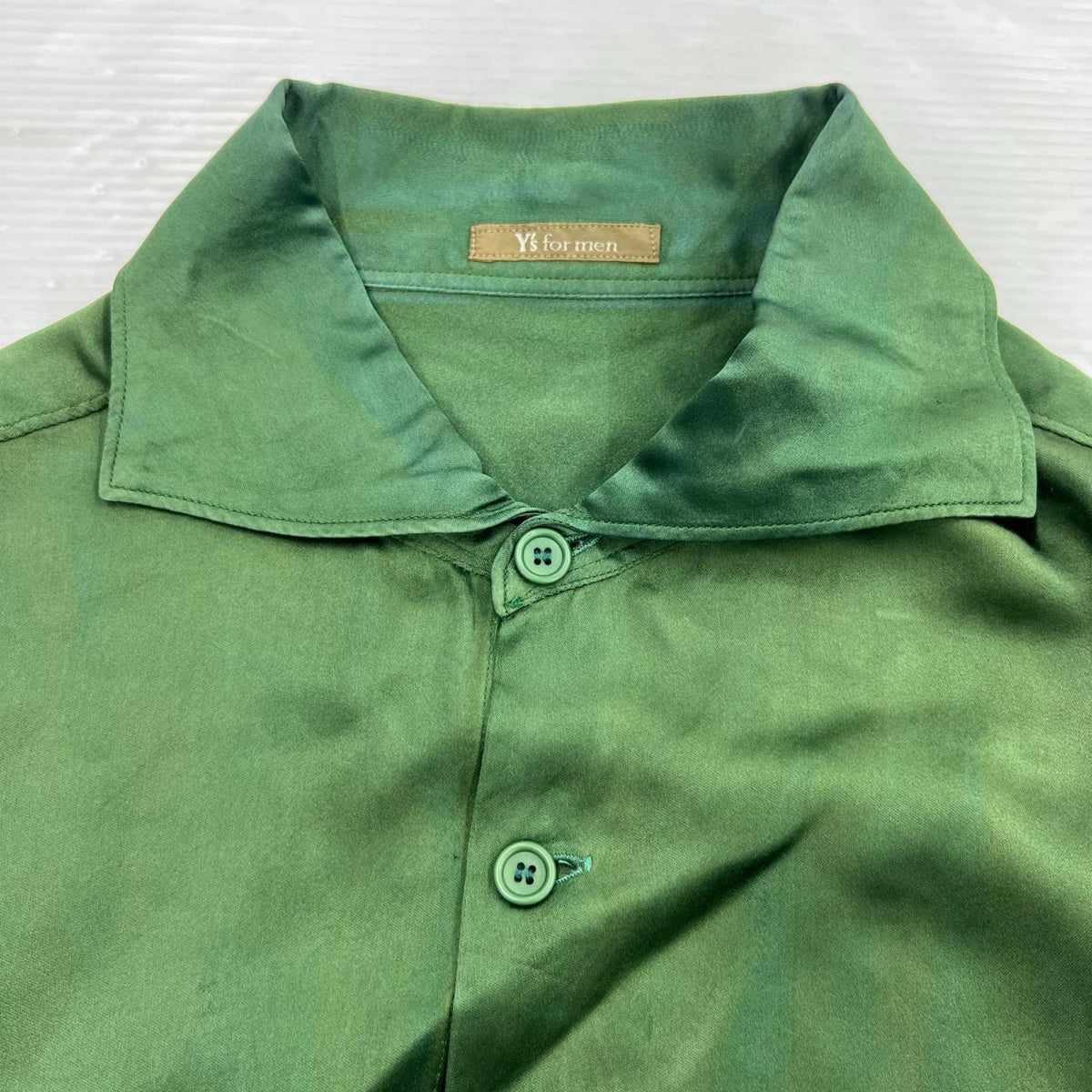 長袖シャツ 90~00s Y’s for men 金ﾀｸﾞ ｷｭﾌﾟﾗｼｬﾂ 緑 グリーン
