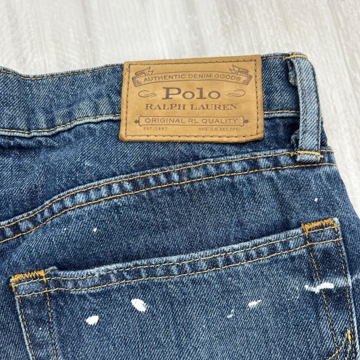 デニムパンツ ﾍﾟｲﾝﾄ加工 ｽﾄﾚｰﾄﾃﾞﾆﾑﾊﾟﾝﾂ ｲﾝﾃﾞｨｺﾞ 31 ネイビー