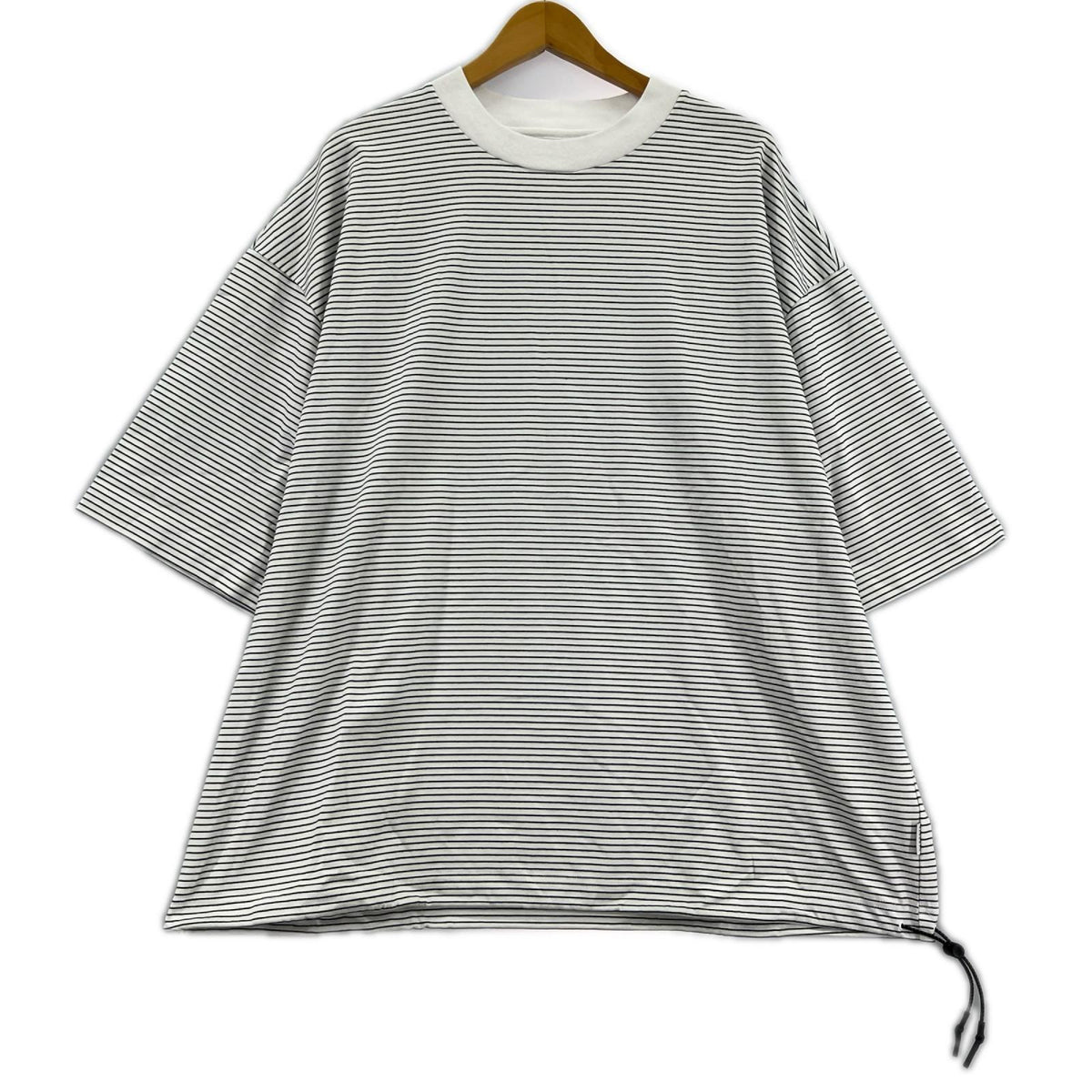 半袖Ｔシャツ ﾄﾞﾛｰｺｰﾄﾞﾎﾞｰﾀﾞｰS/Sｶｯﾄｿｰ ﾎﾜｲﾄ フリー