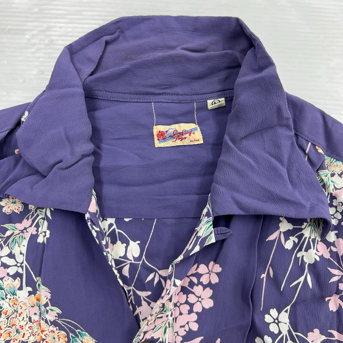 半袖シャツ しだれ桜 L L パープル