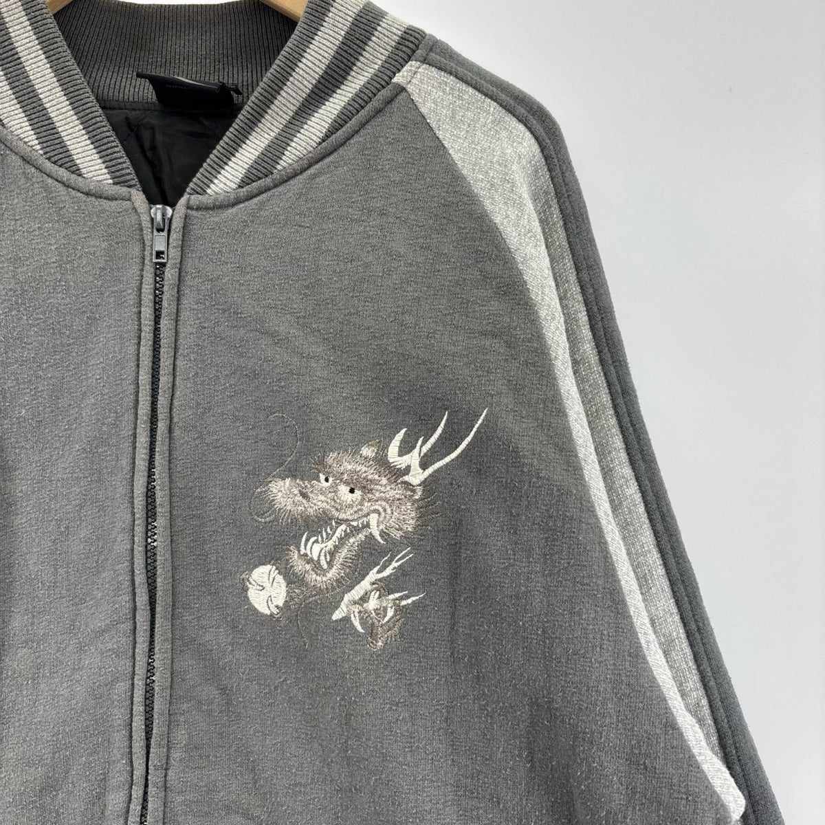 ジャケット 旧ﾀｸﾞ ｽﾀｼﾞｬﾝ 龍刺繍 L GRY L グレー