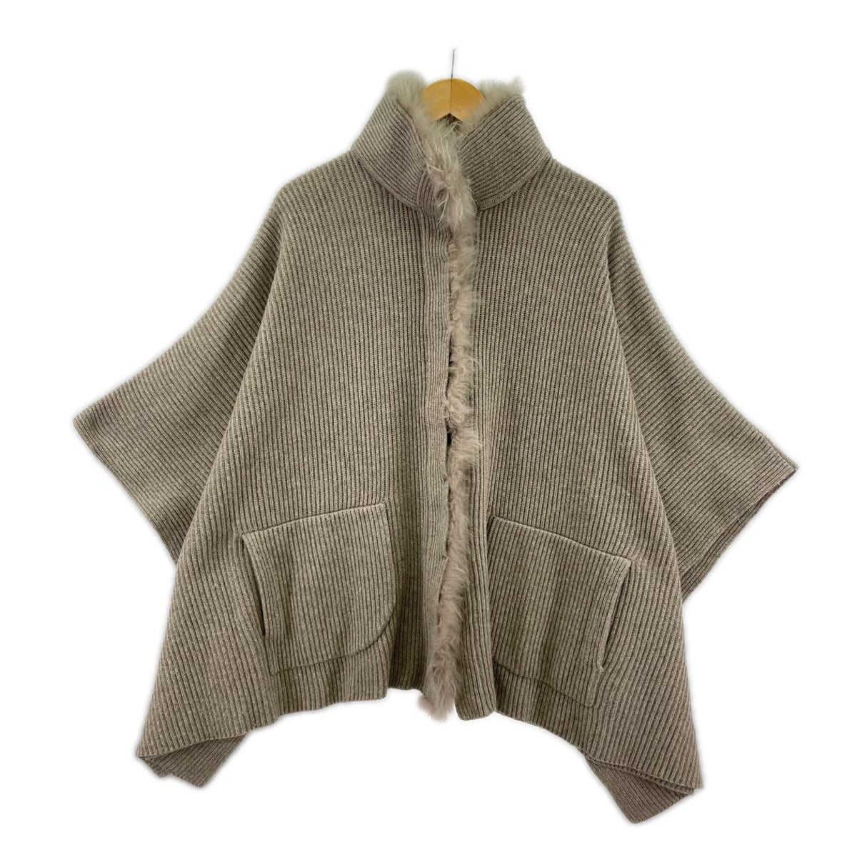 カーディガン ｶｼﾐﾔ ﾆｯﾄﾎﾟﾝﾁｮ (M) M ベージュ