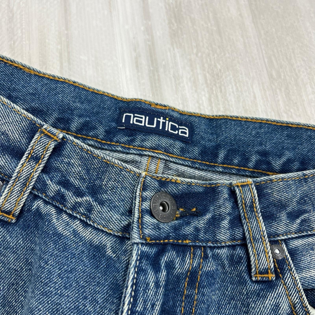 パンツ ﾜｲﾄﾞﾃｰﾊﾟｰﾄﾞﾃﾞﾆﾑﾊﾟﾝﾂ L