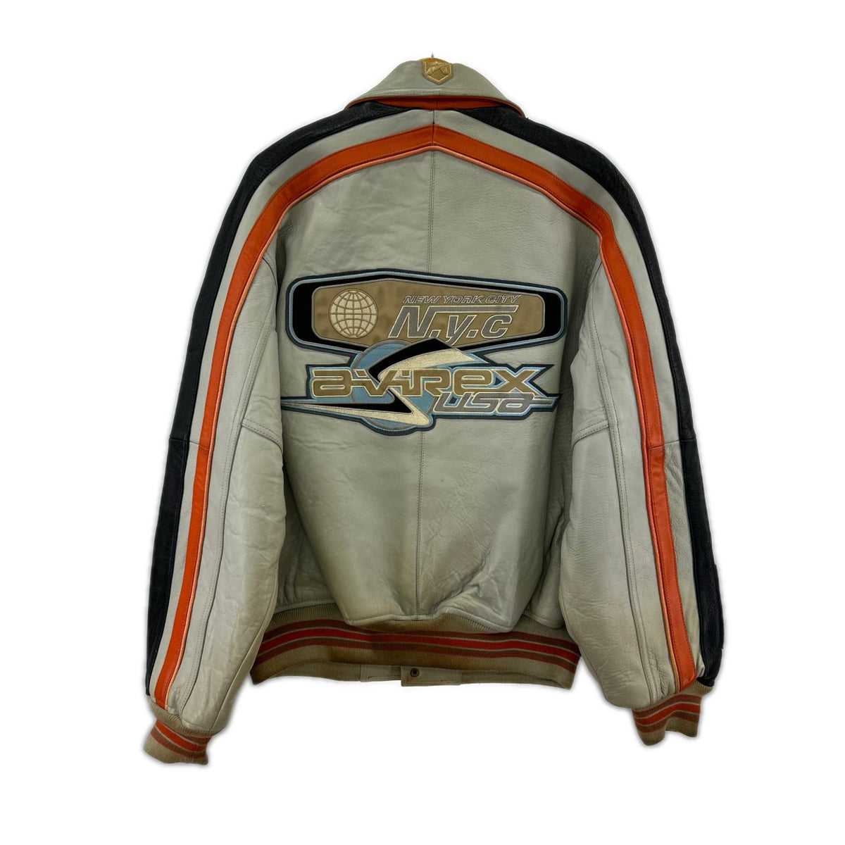 レザージャケット AVIREX VARSITY 羊革 (M) ホワイトレザー M