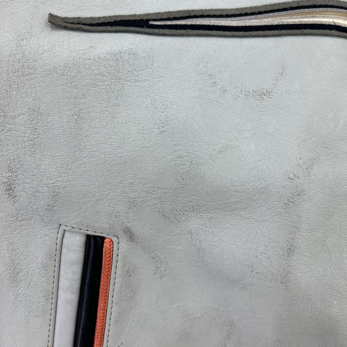 レザージャケット AVIREX VARSITY 羊革 (M) ホワイトレザー M
