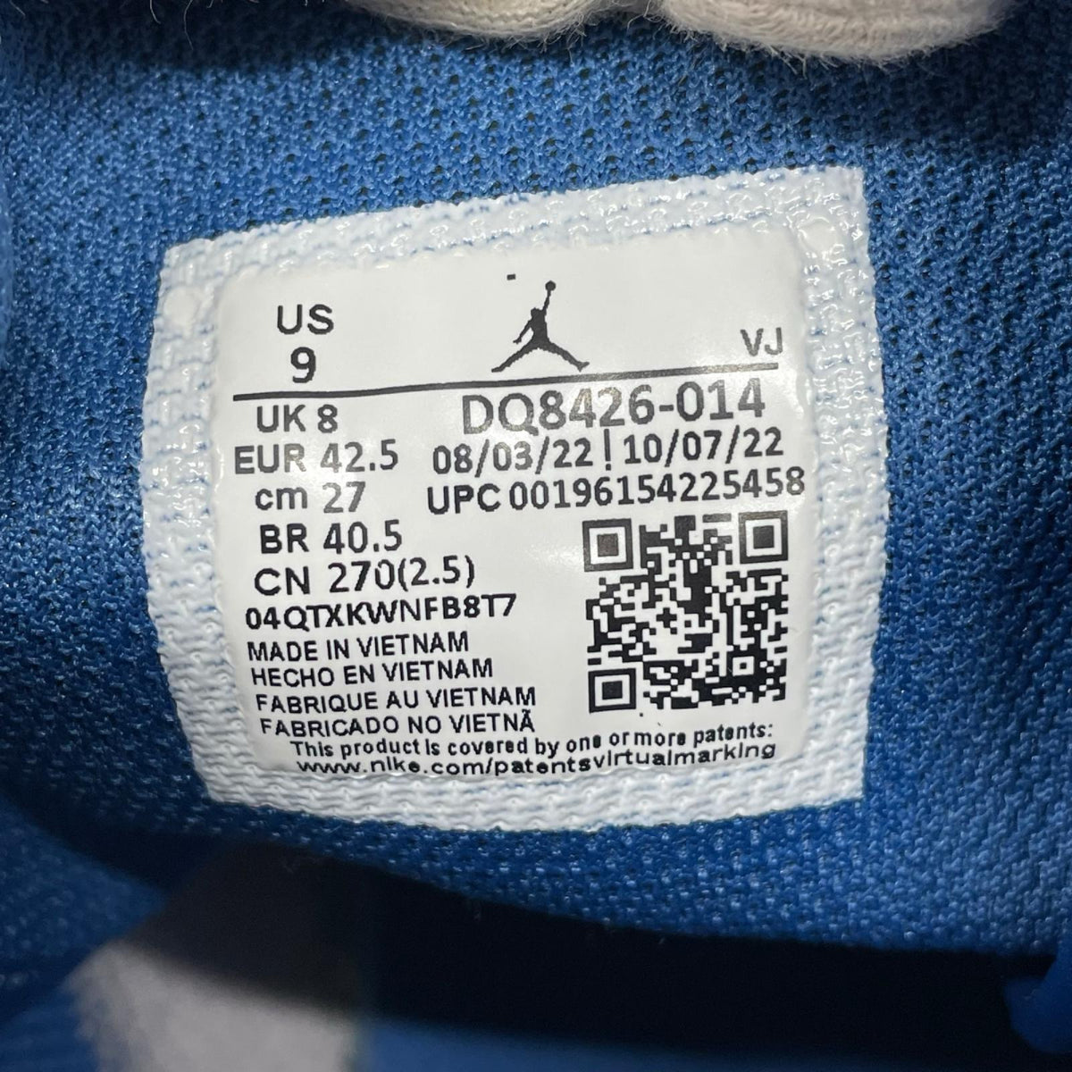 スニーカー NIKE Air Jordan 1 Mid True Blue DQ8426-014 (27) 27cm (US9 UK8 1/2 EU44)