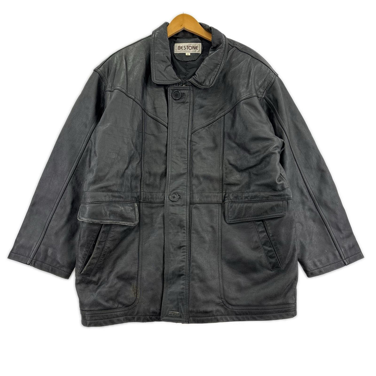 レザージャケット BESTONE ﾗﾑﾚｻﾞｰ ｼﾞｬｹｯﾄ BLK M M ブラック
