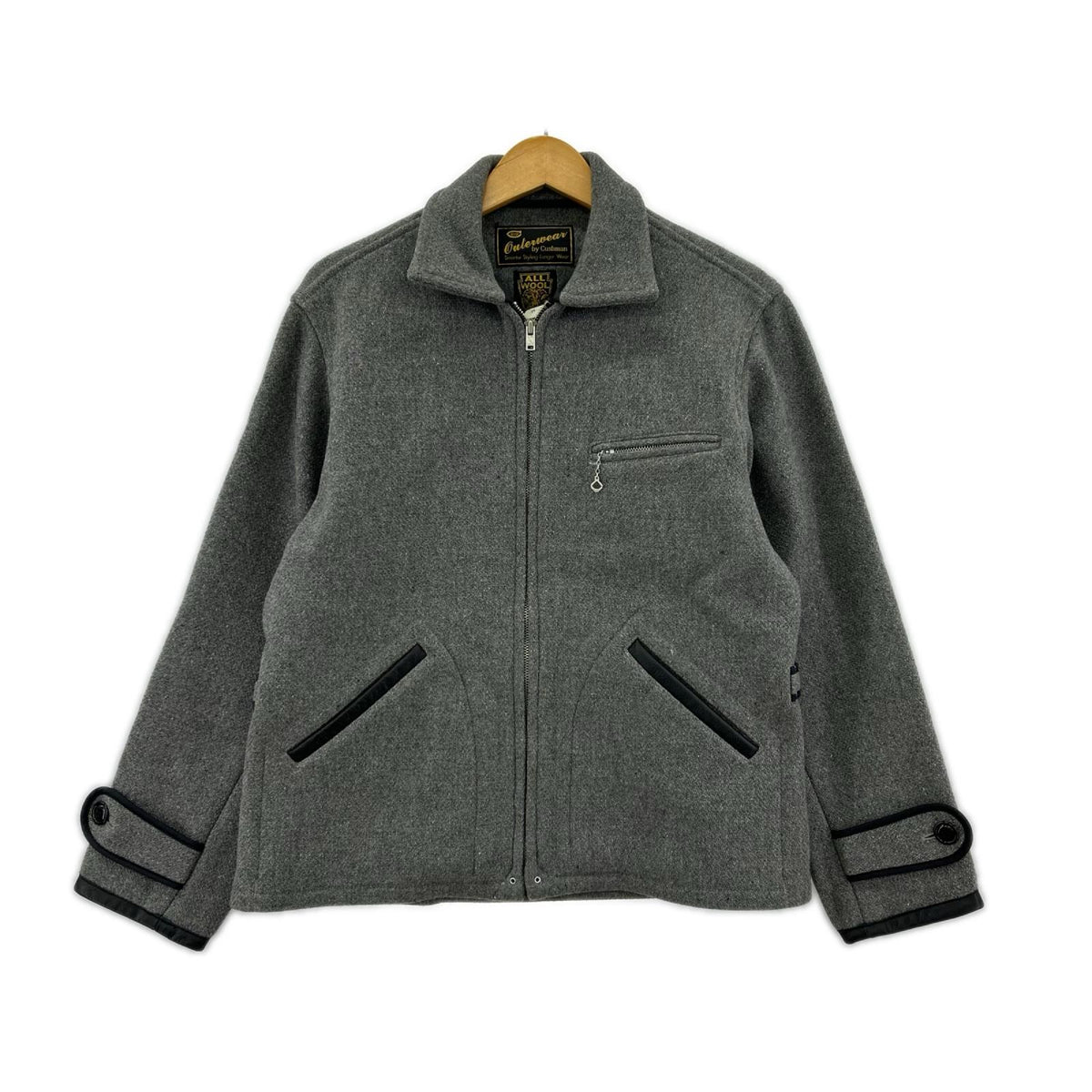 ジャケット レザーエルボーパッチ ウール スポーツジャケット M グレー