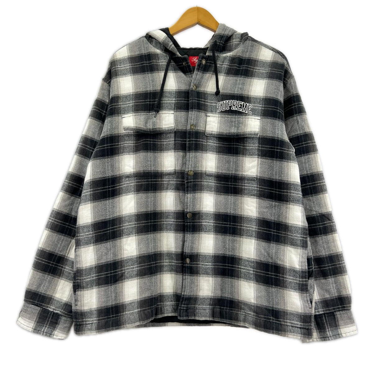 ジャケット quilted hooded plaid shirt M S