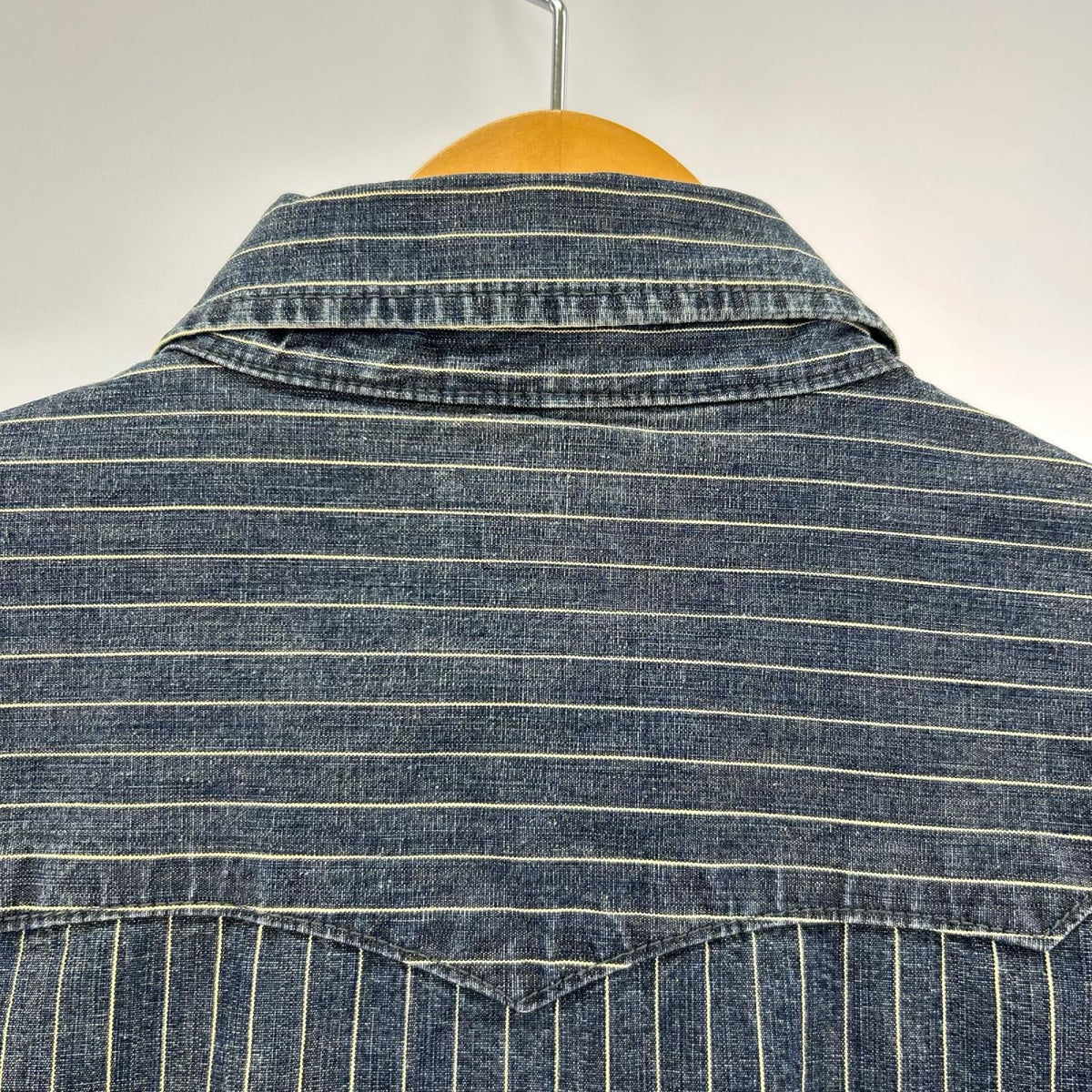 長袖シャツ UES WEAR WELL ｽﾄﾗｲﾌﾟｳｴｽﾀﾝｼｬﾂ ｲﾝﾃﾞｨｺﾞ (2) 2 ネイビー