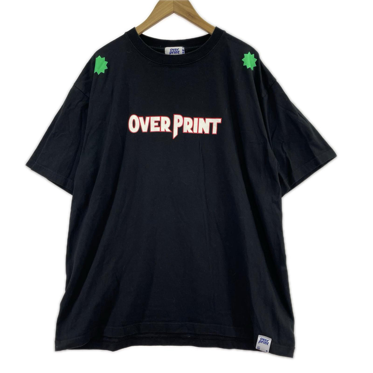 半袖Ｔシャツ OVERPRINT 背面ﾁｬｯｷｰﾌﾟﾘﾝﾄ BLK XL ブラック