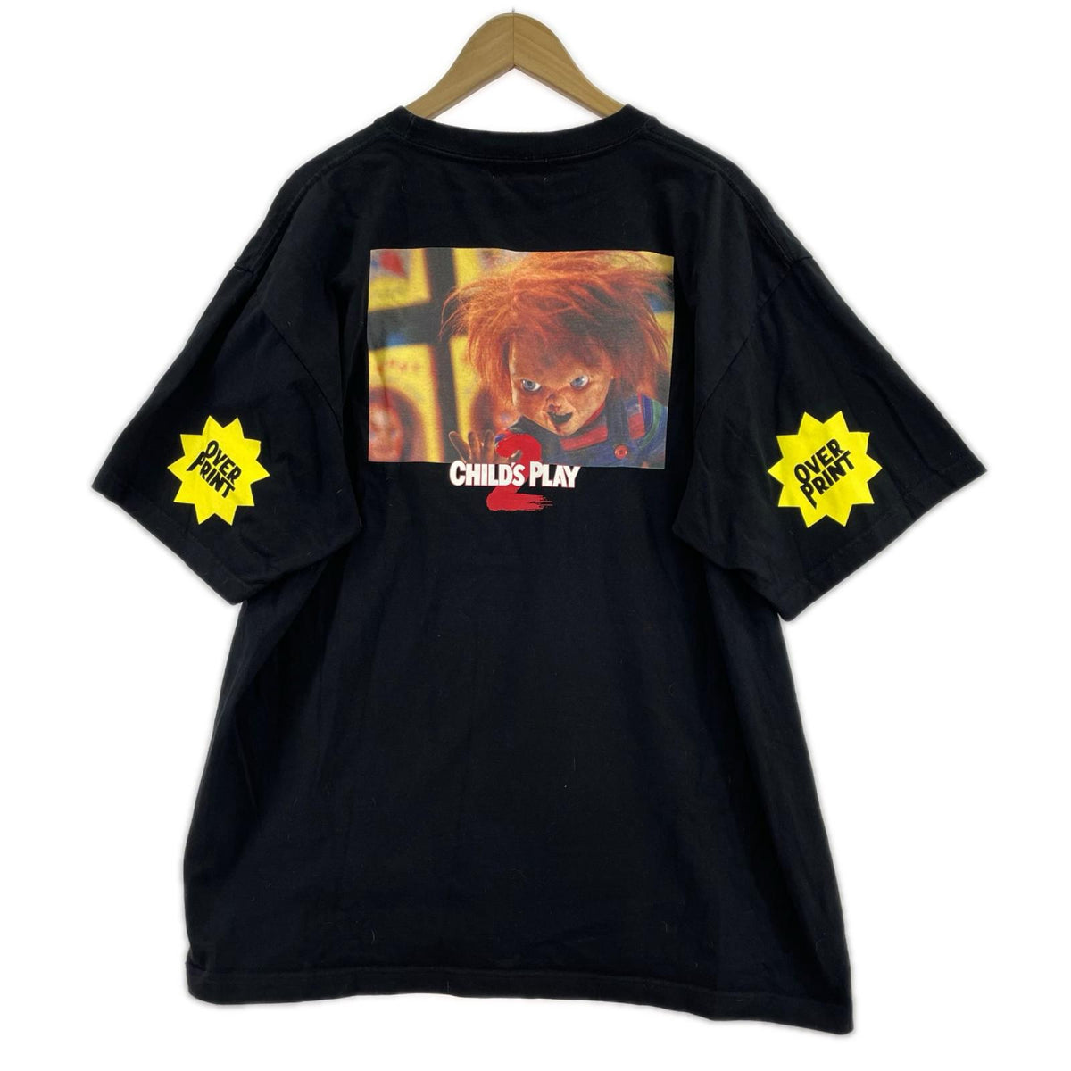 半袖Ｔシャツ OVERPRINT 背面ﾁｬｯｷｰﾌﾟﾘﾝﾄ BLK XL ブラック