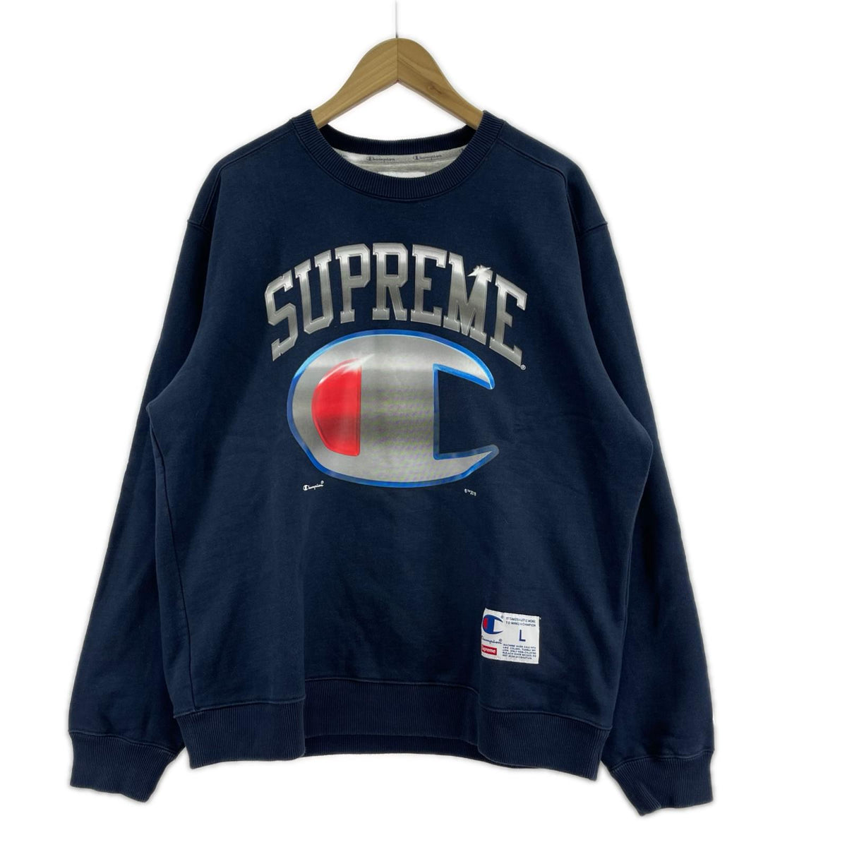 スウェット ×Champion 19SS Chrome Crewneck NVY L ネイビー