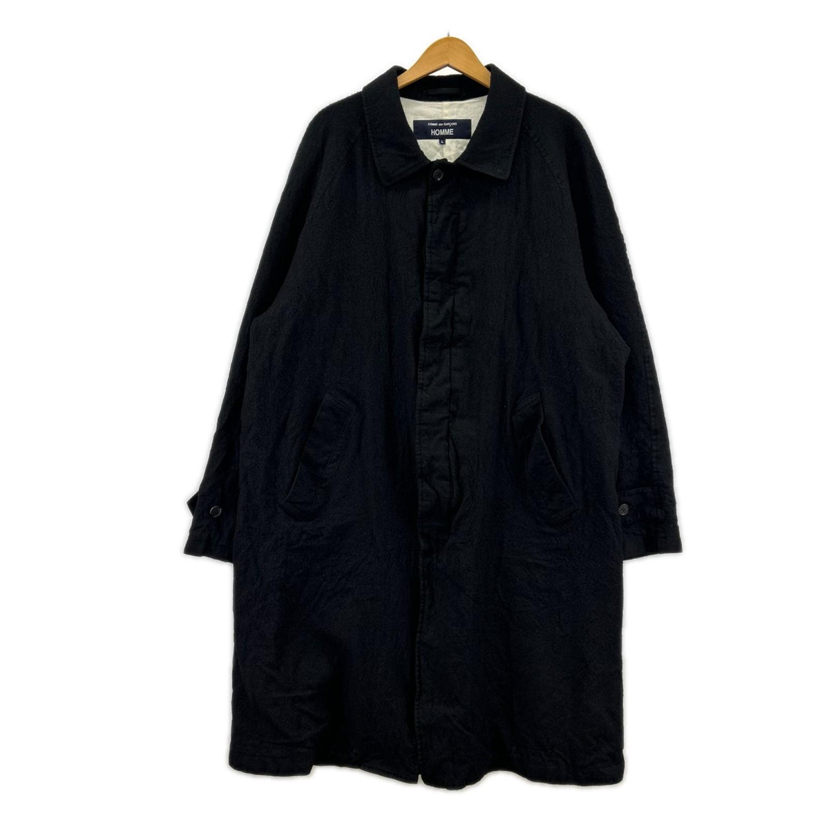 ジャケット 25AW ｳｰﾙｻｰｼﾞ 製品縮絨ｺｰﾄ 黒 L L ブラック