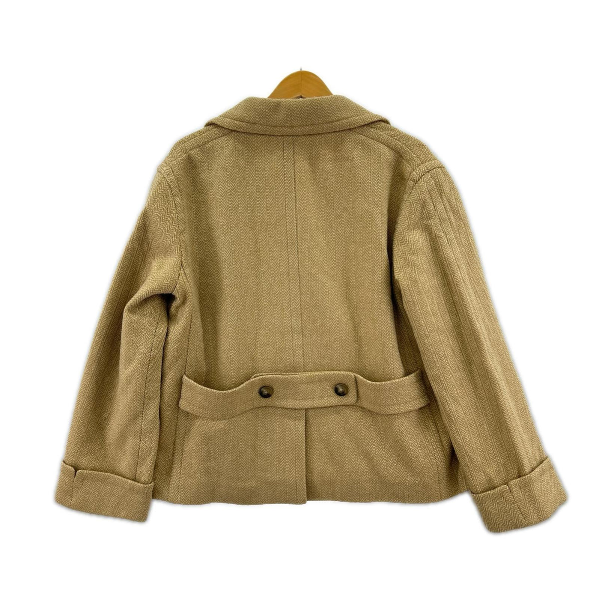 ジャケット QRタグ ボクシー フィット ヘリンボーン S ベージュ