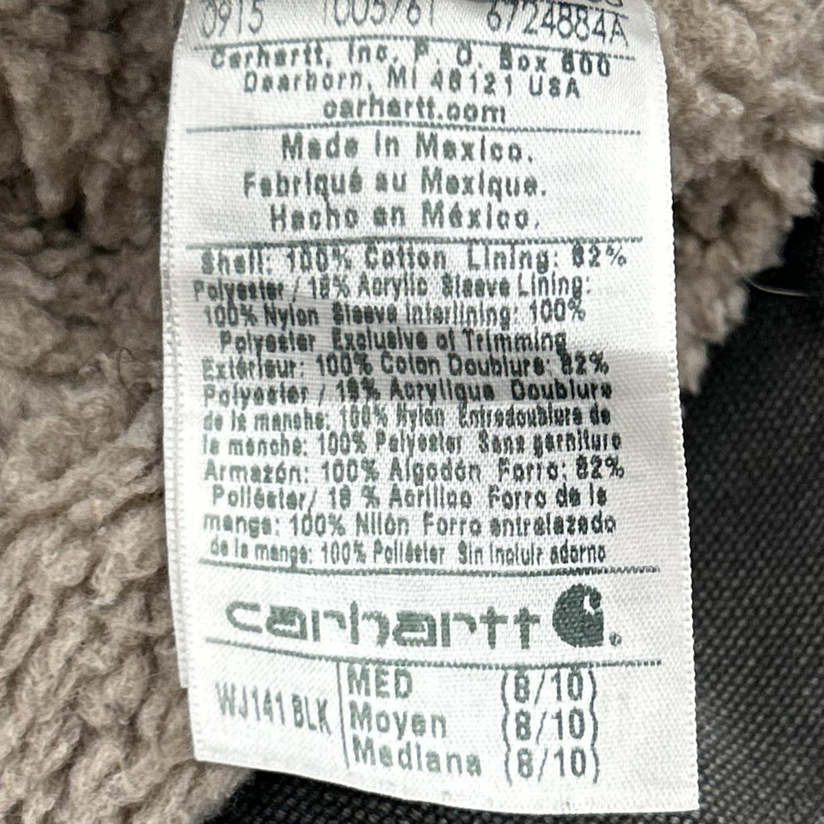 ジャケット Carhartt 15年製 ﾒｷｼｺ製 ｼｴﾗｼﾞｬｹｯﾄ WJ141 黒 (M) M ブラック
