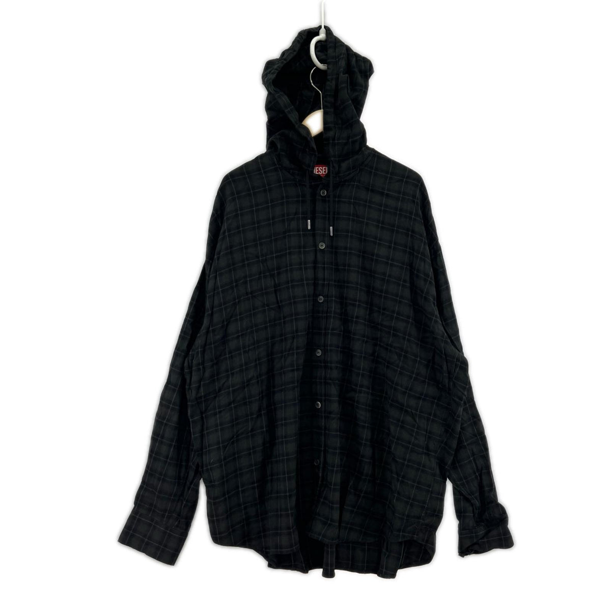 長袖シャツ DIESEL ﾌﾗﾝﾈﾙﾁｪｯｸﾌｰﾃﾞｨｼｬﾂ A16214 黒 (48) 48