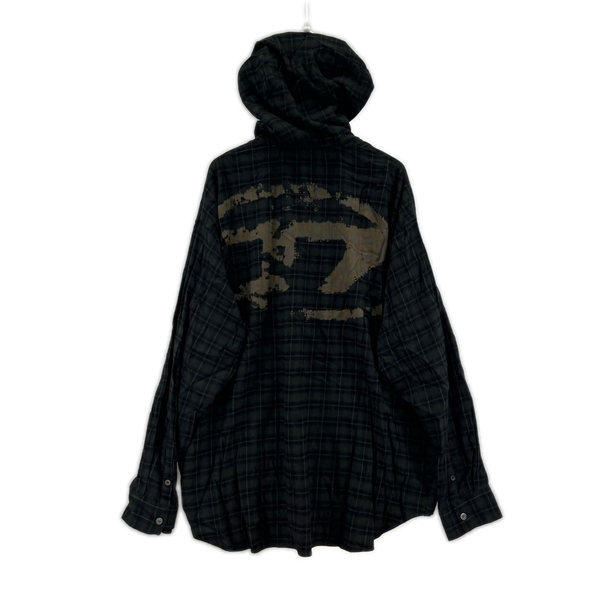 長袖シャツ DIESEL ﾌﾗﾝﾈﾙﾁｪｯｸﾌｰﾃﾞｨｼｬﾂ A16214 黒 (48) 48