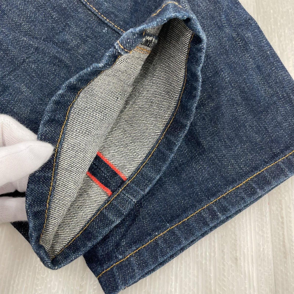 デニムパンツ ﾎﾞﾀﾝﾌﾗｲ ｼﾝﾁﾊﾞｯｸ 切替 ｲﾝﾃﾞｨｺﾞ