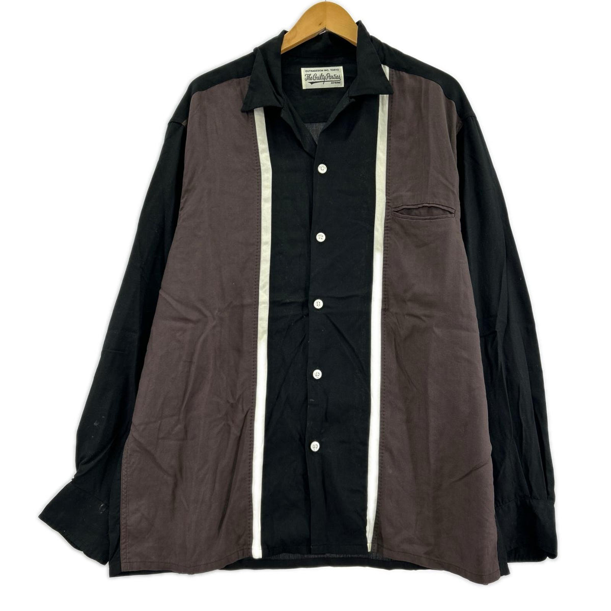 長袖シャツ WACKO MARIA 2TONE 50s SHIRT L ﾌﾞﾗｯｸ×ﾌﾞﾗｳﾝ L