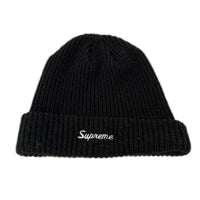 ニットキャップ Supreme 刺繍ﾋﾞｰﾆｰ 黒 ブラック