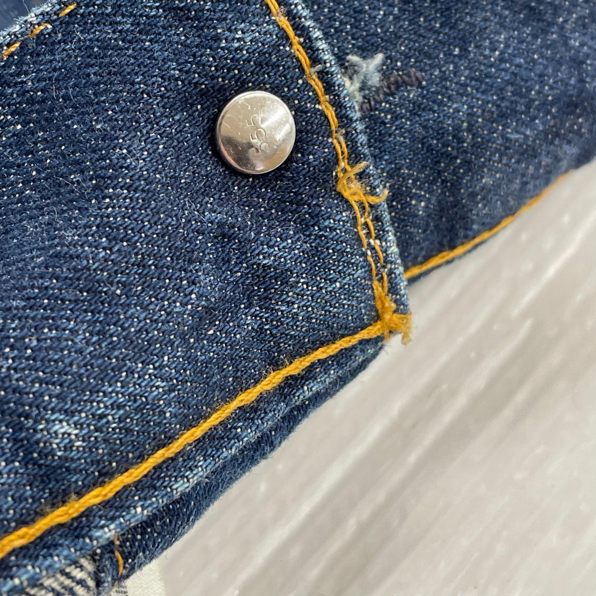 デニムジャケット 00s 70505-0217 刻印555 ﾚｲﾝﾎﾞｰｽﾃｯﾁ 36 ネイビー