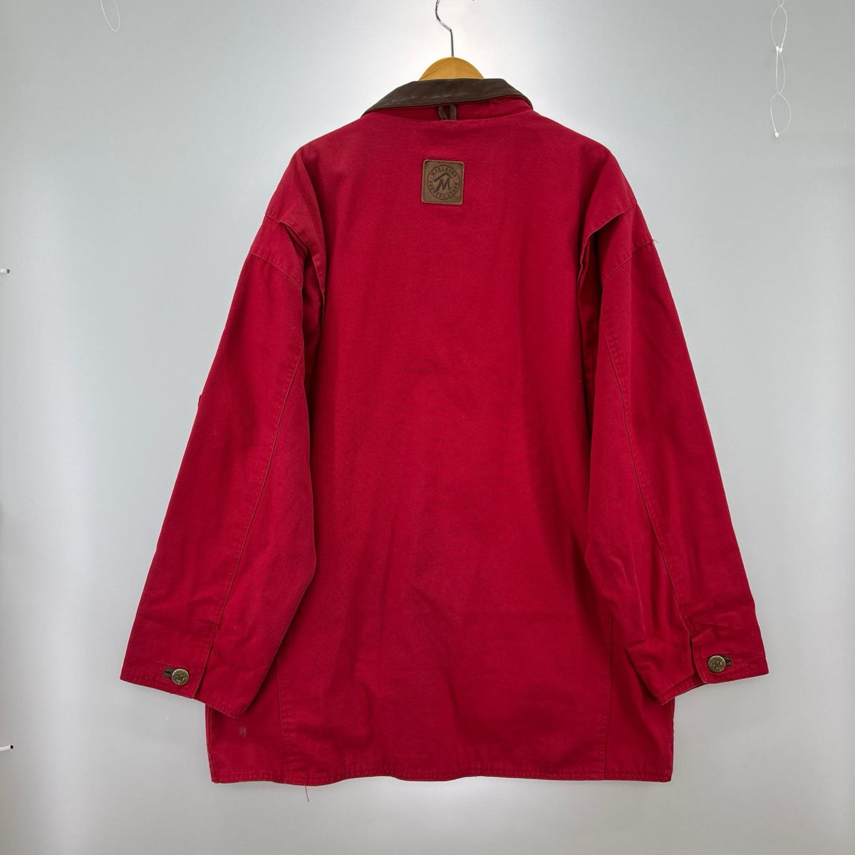 ジャケット 90s～ Marlboro 襟ﾚｻﾞｰ ﾊﾝﾃｨﾝｸﾞｼﾞｬｹｯﾄ 赤 (XL) レッド