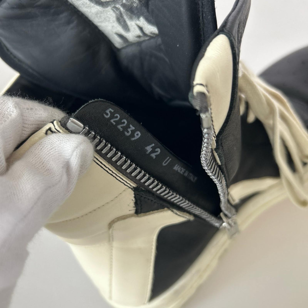 スニーカー Rick Owens GEOBASKET ｼﾞｵﾊﾞｽｹｯﾄ ﾊｲｶｯﾄｽﾆｰｶｰ 42.0 ﾌﾞﾗｯｸ×ﾎﾜｲﾄ 42 ブラック