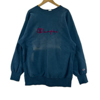 スウェット USA製 REVERSE WEAVE ﾛｺﾞ ｽｳｪｯﾄ ﾈｲﾋﾞｰ XXL ブルー