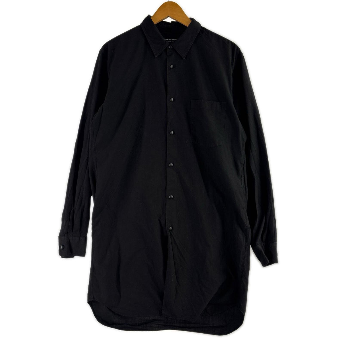 長袖シャツ HOMME PLUS 18SS ﾎﾟﾘｴｽﾃﾙﾛﾝｸﾞｼｬﾂ 黒 S S ブラック