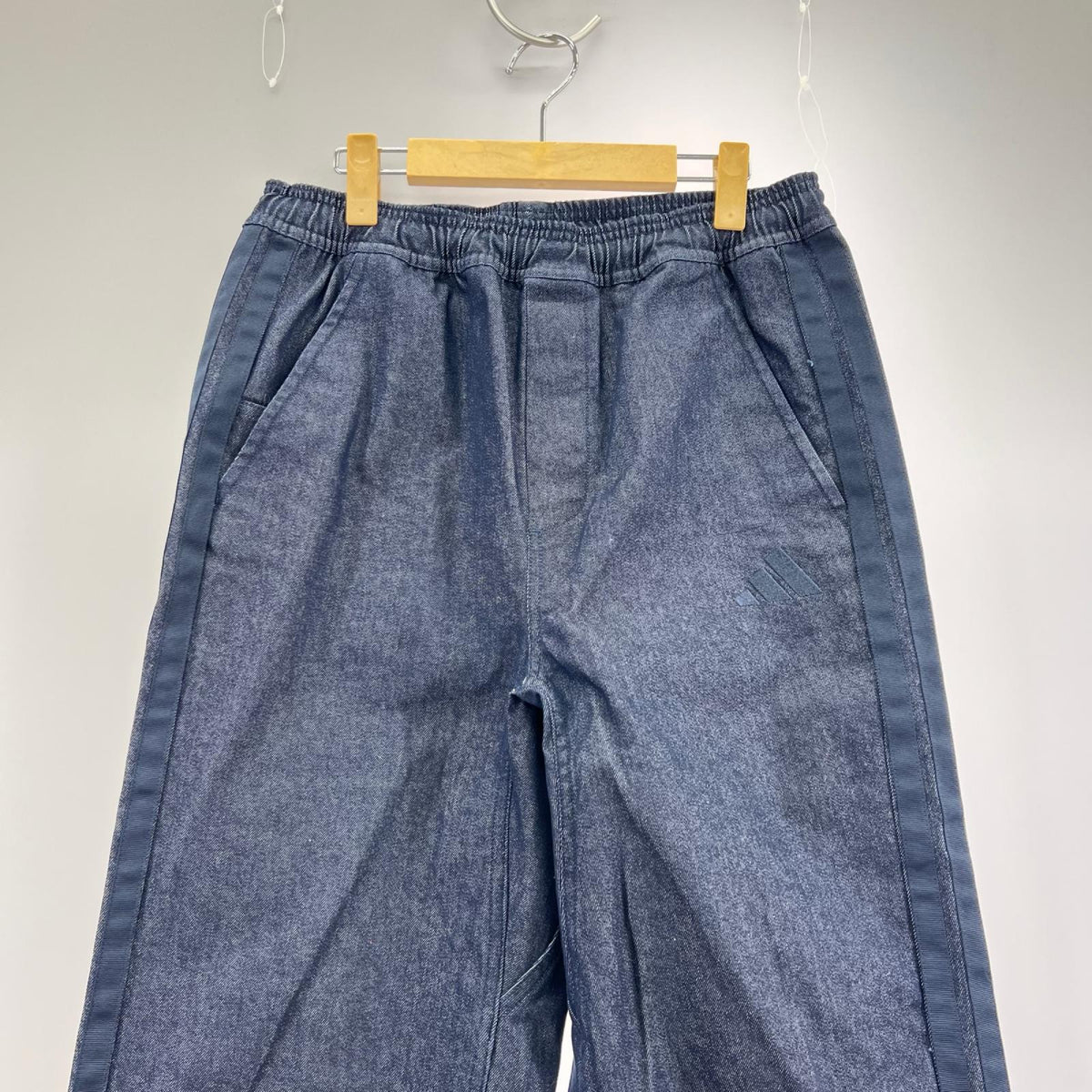 パンツ ﾙｰｽﾞﾌｨｯﾄ ﾃﾞﾆﾑ ﾌﾙﾚﾝｸﾞｽ ｵｰﾌﾟﾝﾍﾑﾊﾟﾝﾂ ﾃﾞﾆﾑ S ネイビー
