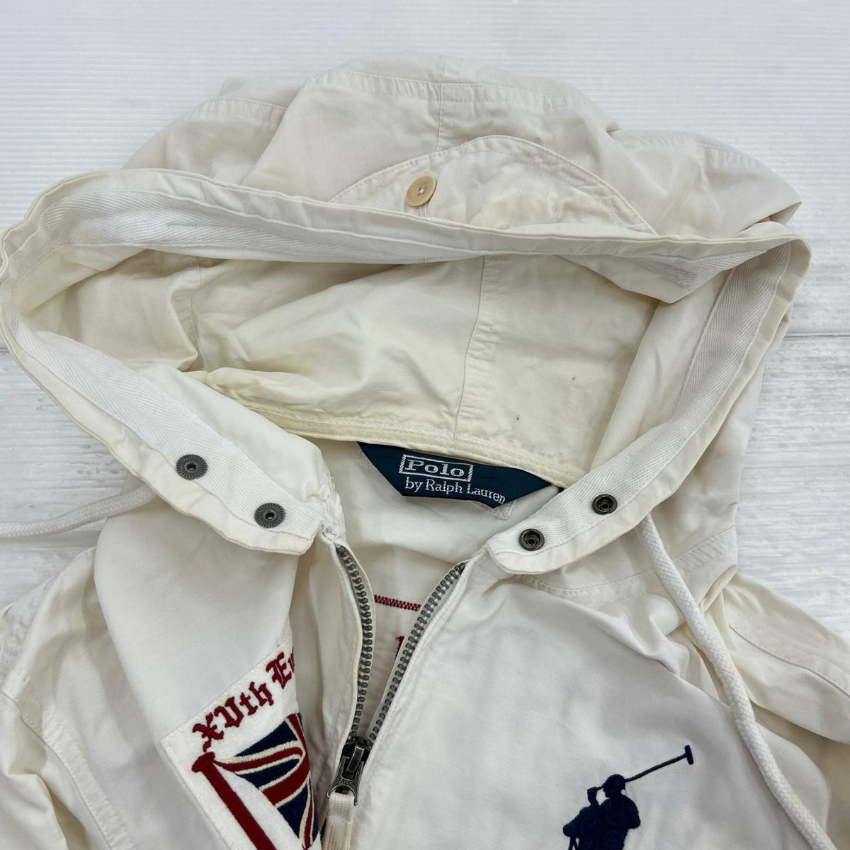 ジャケット POLO RALPH LAUREN 1934 Great Britain ﾌｰﾃﾞｨｼﾞｬｹｯﾄ XL ﾎﾜｲﾄ ホワイト