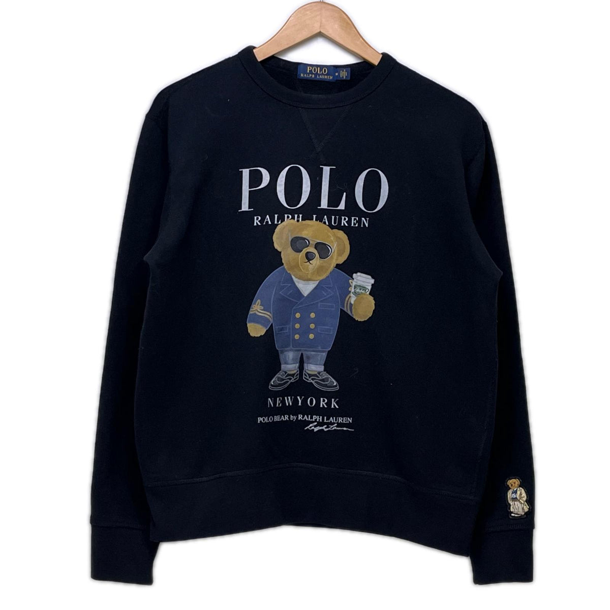 スウェット POLO RALPH LAUREN ﾎﾟﾛﾍﾞｱ ﾗﾙﾌｶﾌｪ ﾌﾟﾘﾝﾄｽｳｪｯﾄ M ﾌﾞﾗｯｸ M ブラック