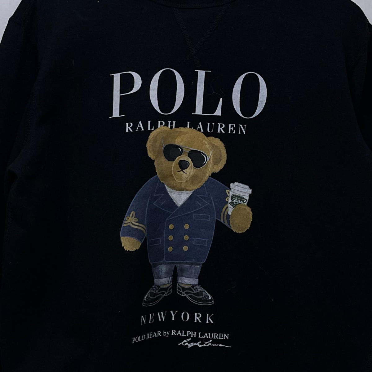 スウェット POLO RALPH LAUREN ﾎﾟﾛﾍﾞｱ ﾗﾙﾌｶﾌｪ ﾌﾟﾘﾝﾄｽｳｪｯﾄ M ﾌﾞﾗｯｸ M ブラック