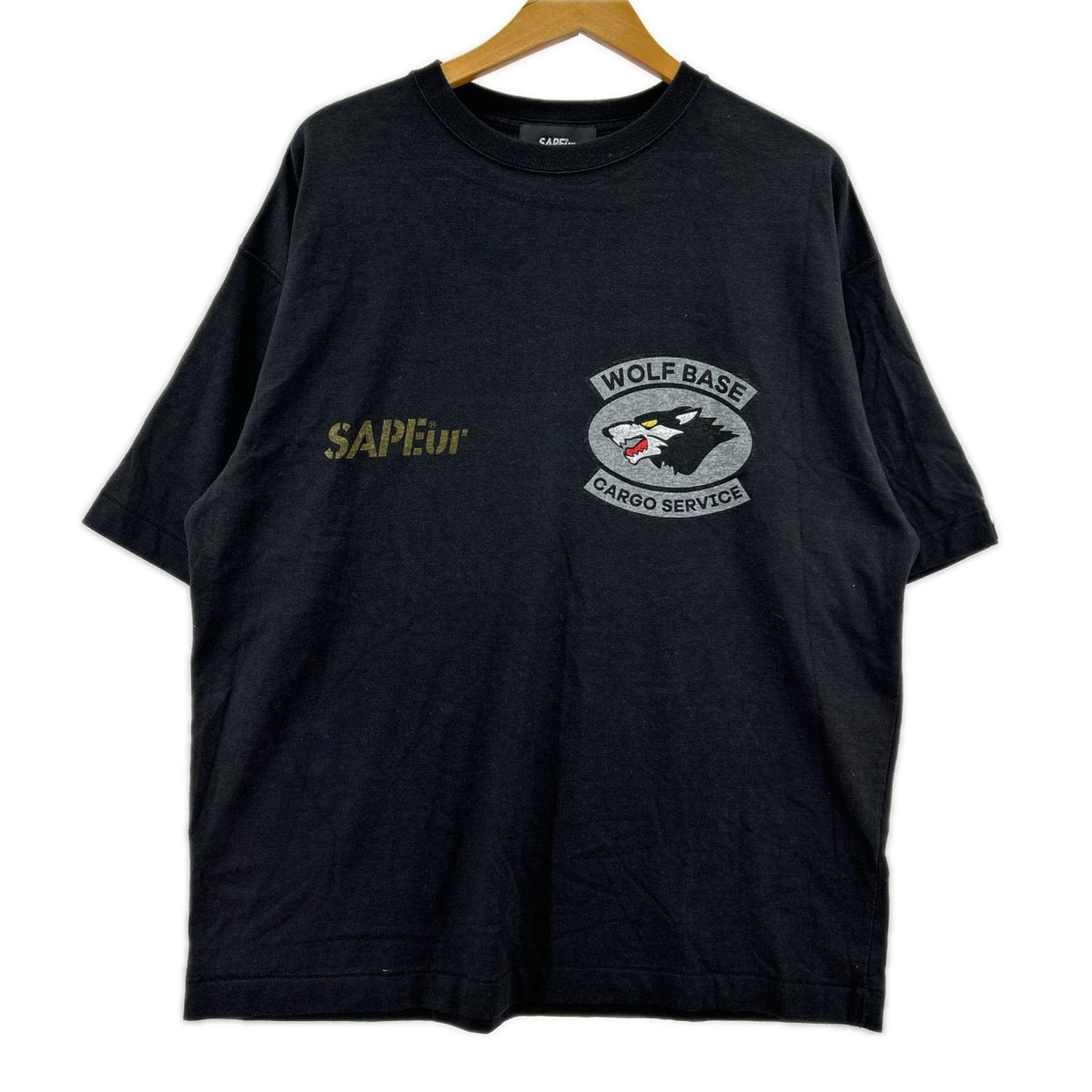 半袖Ｔシャツ WOLF BASE CARGO SERVICE T/ﾌﾞﾗｯｸ L ブラック