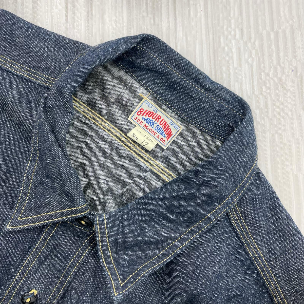 長袖シャツ 8 HOUR UNION ﾃﾞﾆﾑｼｬﾂ SIZE:17 ネイビー