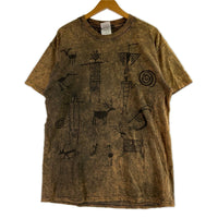 半袖Ｔシャツ 00s GILDANﾎﾞﾃﾞｨ 古代壁画 ﾌﾞﾗｳﾝ (L) L ブラウン