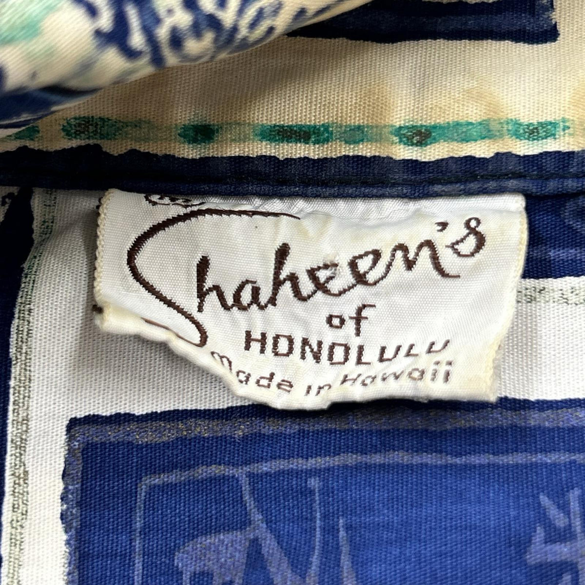 半袖シャツ 50s60s Shaheen of HONOLULU 開襟 青 M ブルー