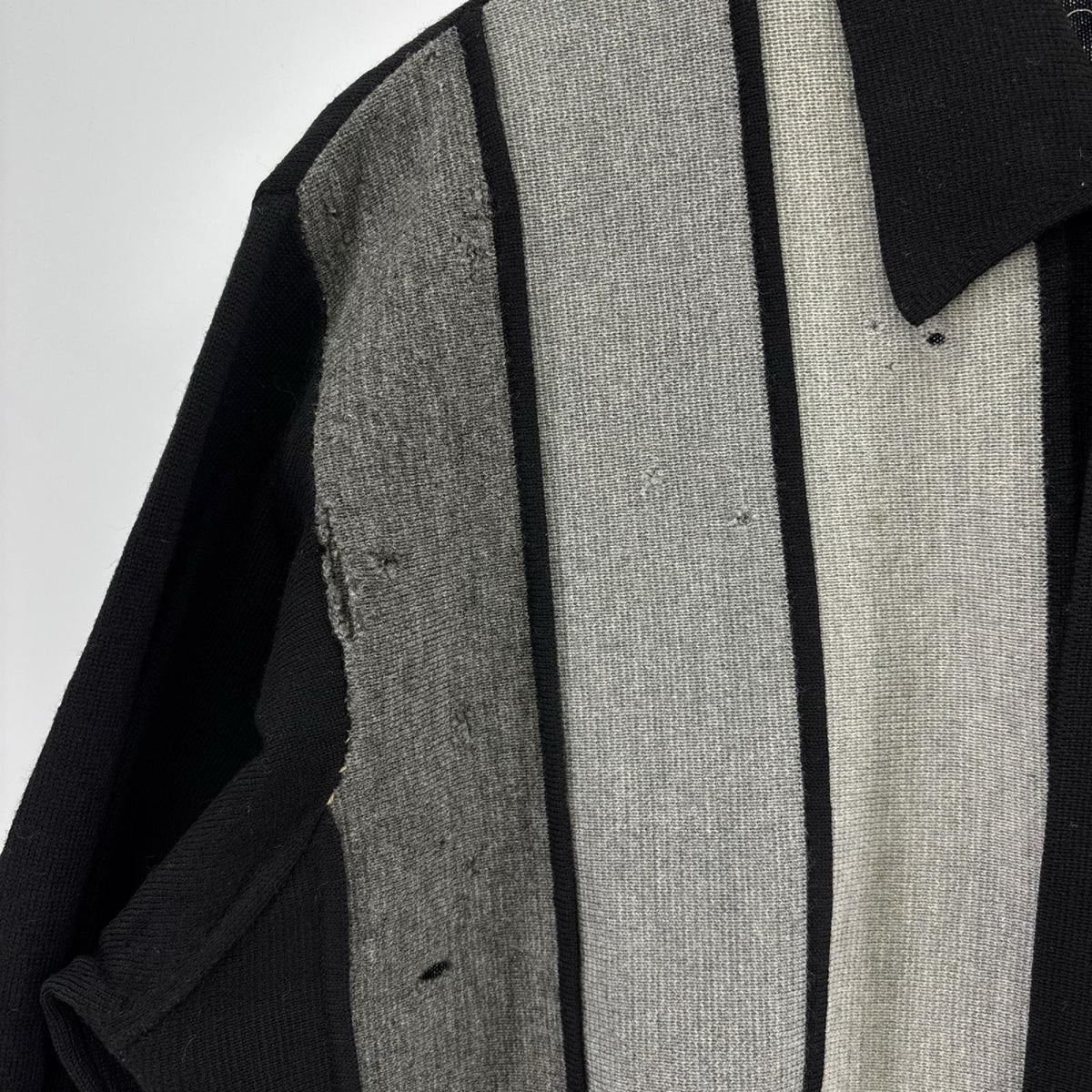 ニット 60S ﾆｯﾄﾎﾟﾛ ｲﾀﾘｱ製 ｳｰﾙ BLK/GRY L