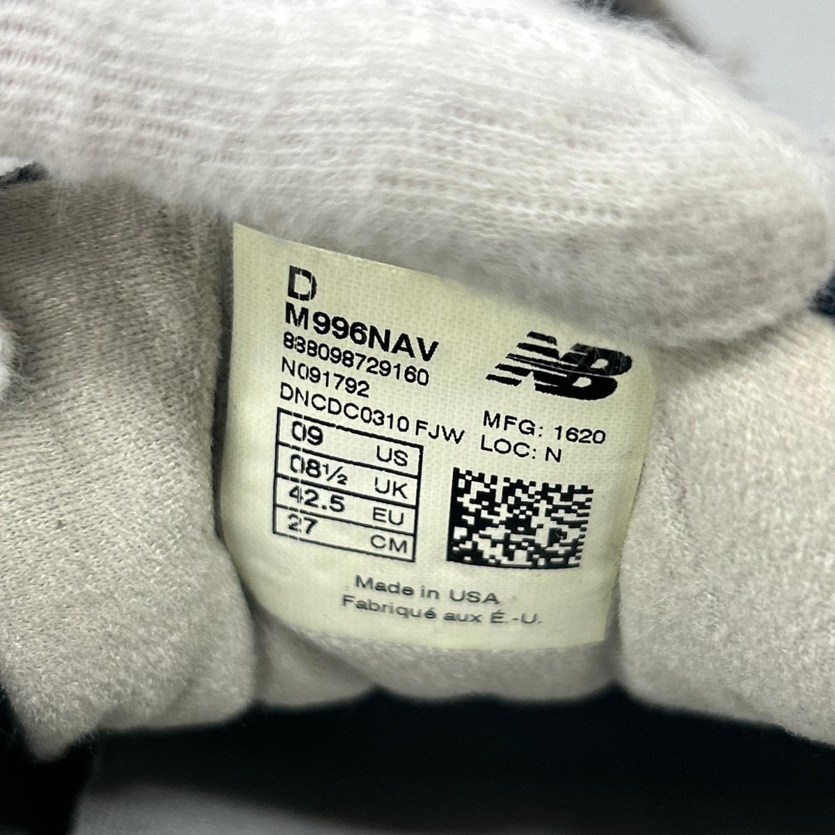 スニーカー NEW BALANCE M996NAV 紺 (27) 27cm (US9 UK8 1/2 EU44) ネイビー